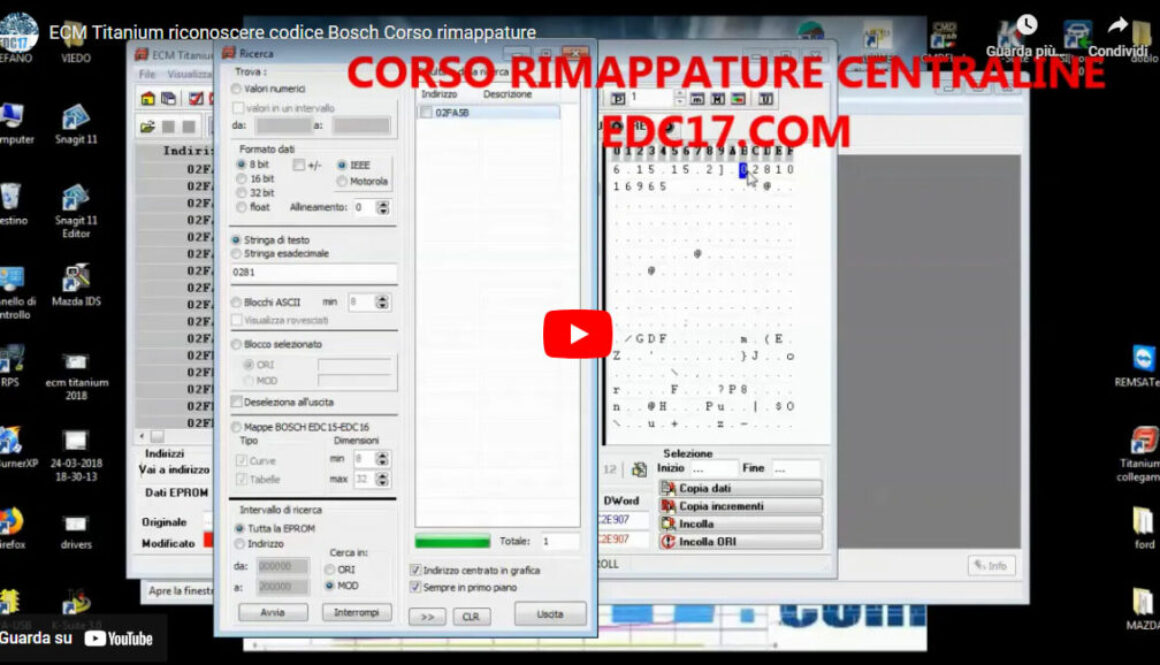 Corso rimappature centraline ECM titanium Riconoscere e cercare il codice bosch e SW