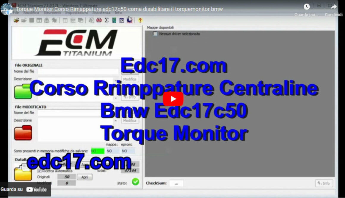 Disabilitare Troque Monitor Monitoraggio Coppia bmw edc17c50